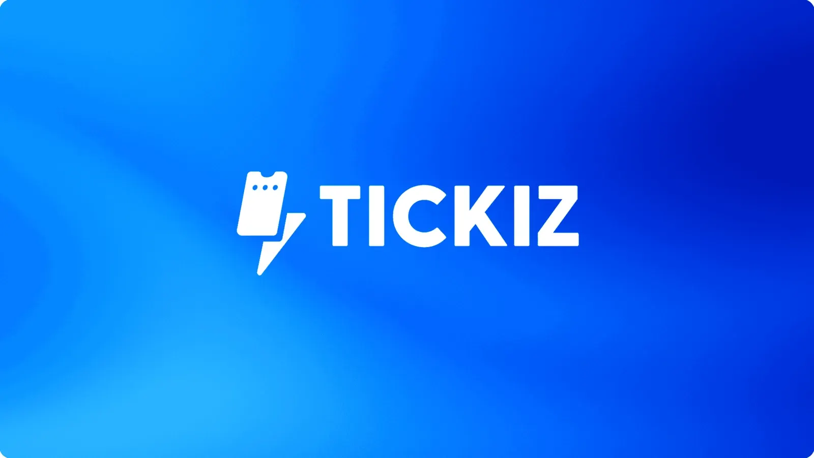 The TICKIZ wordmark reversed out of electric blue
