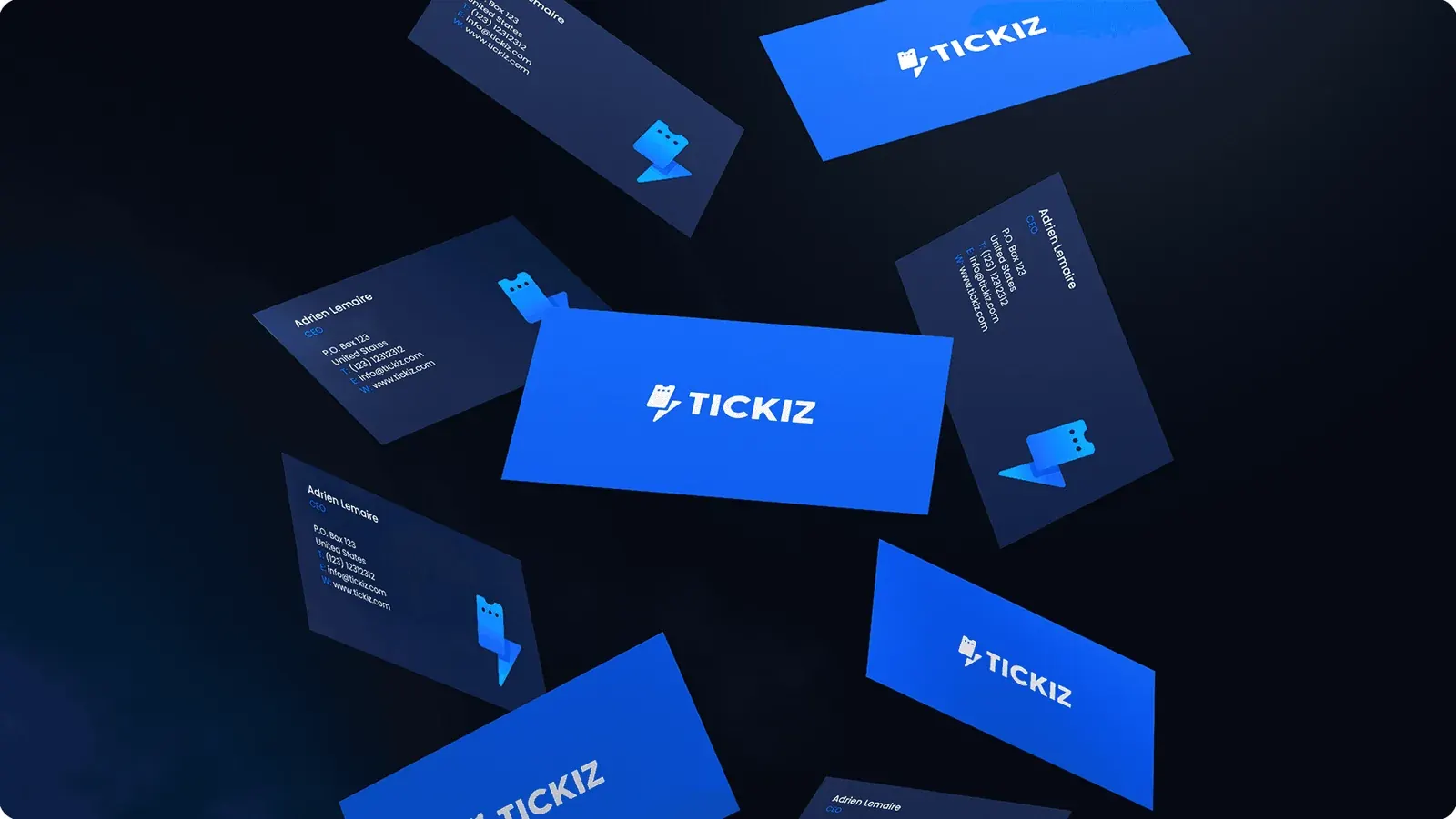 TICKIZ business cards in flight