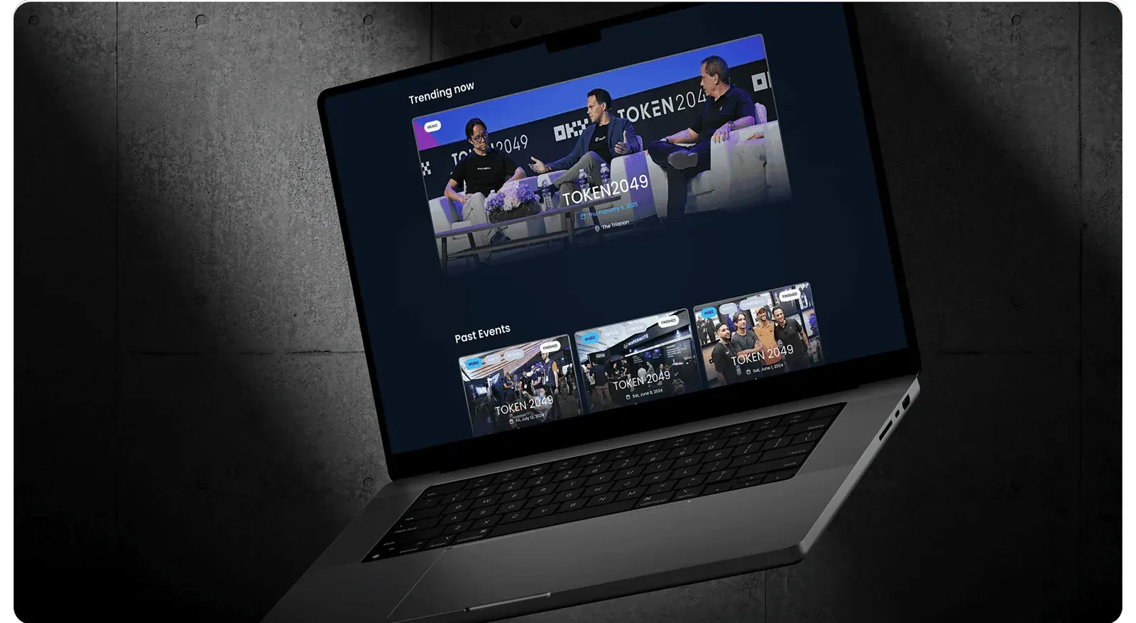 The TICKIZ events page on a laptop