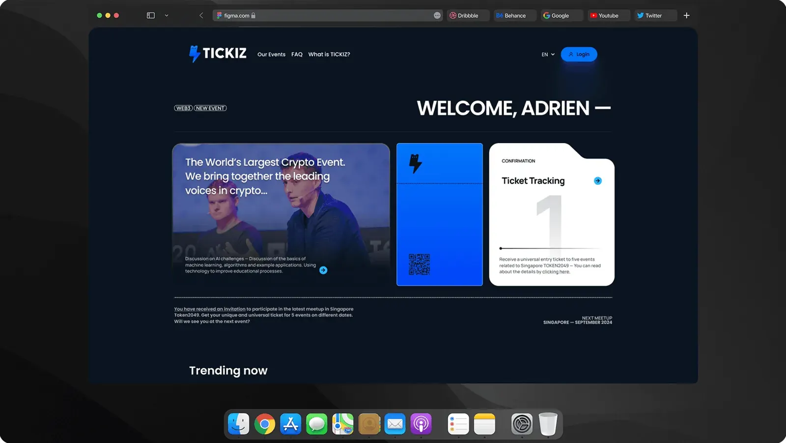 The TICKIZ dashboard with ticket tracking