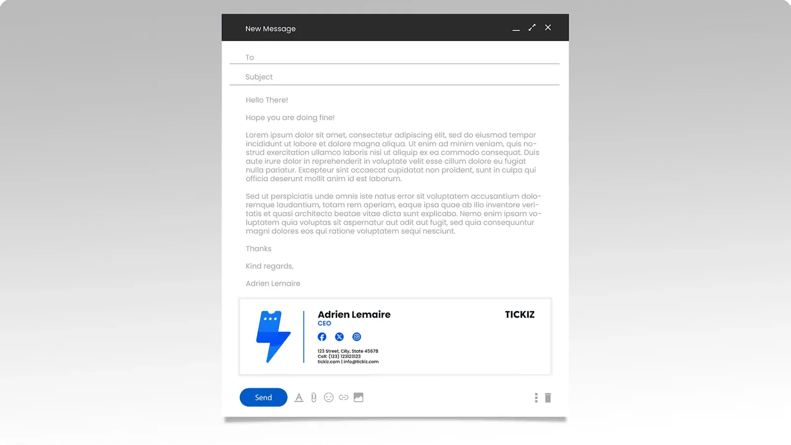 A branded TICKIZ email signature