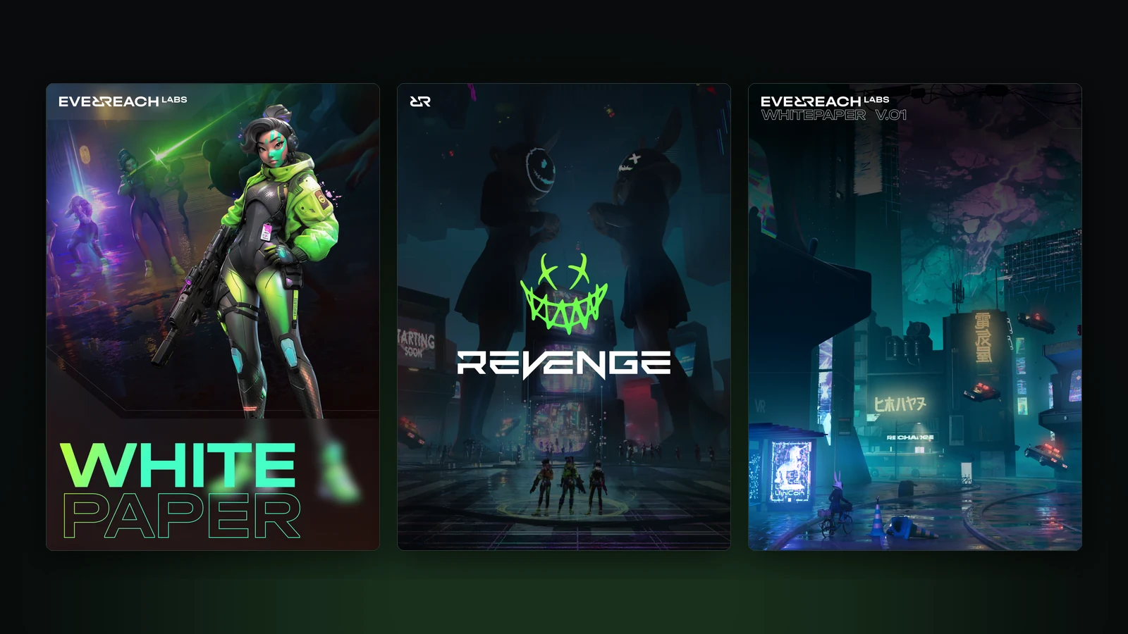 The Everreach whitepaper: cover, REVENGE title page and back cover