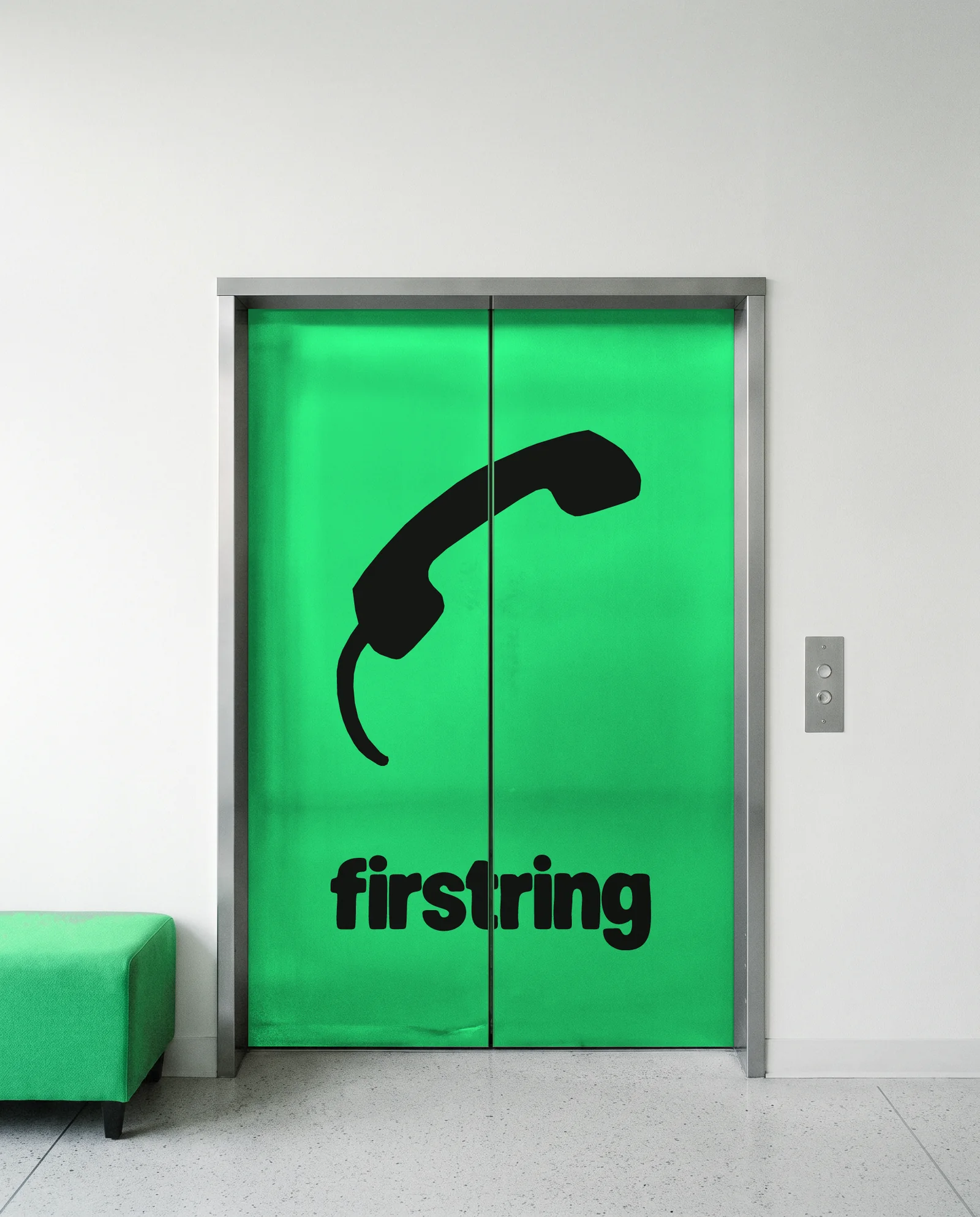 Firstring on the elevator doors of a clinic building