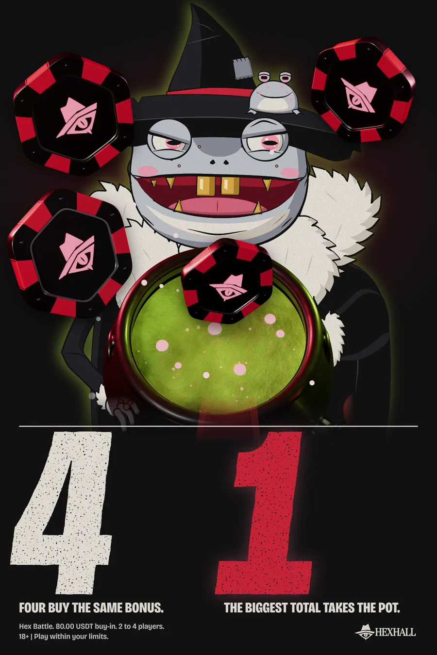 Poster: 4 / 1, four buy the same bonus, the biggest total takes the pot