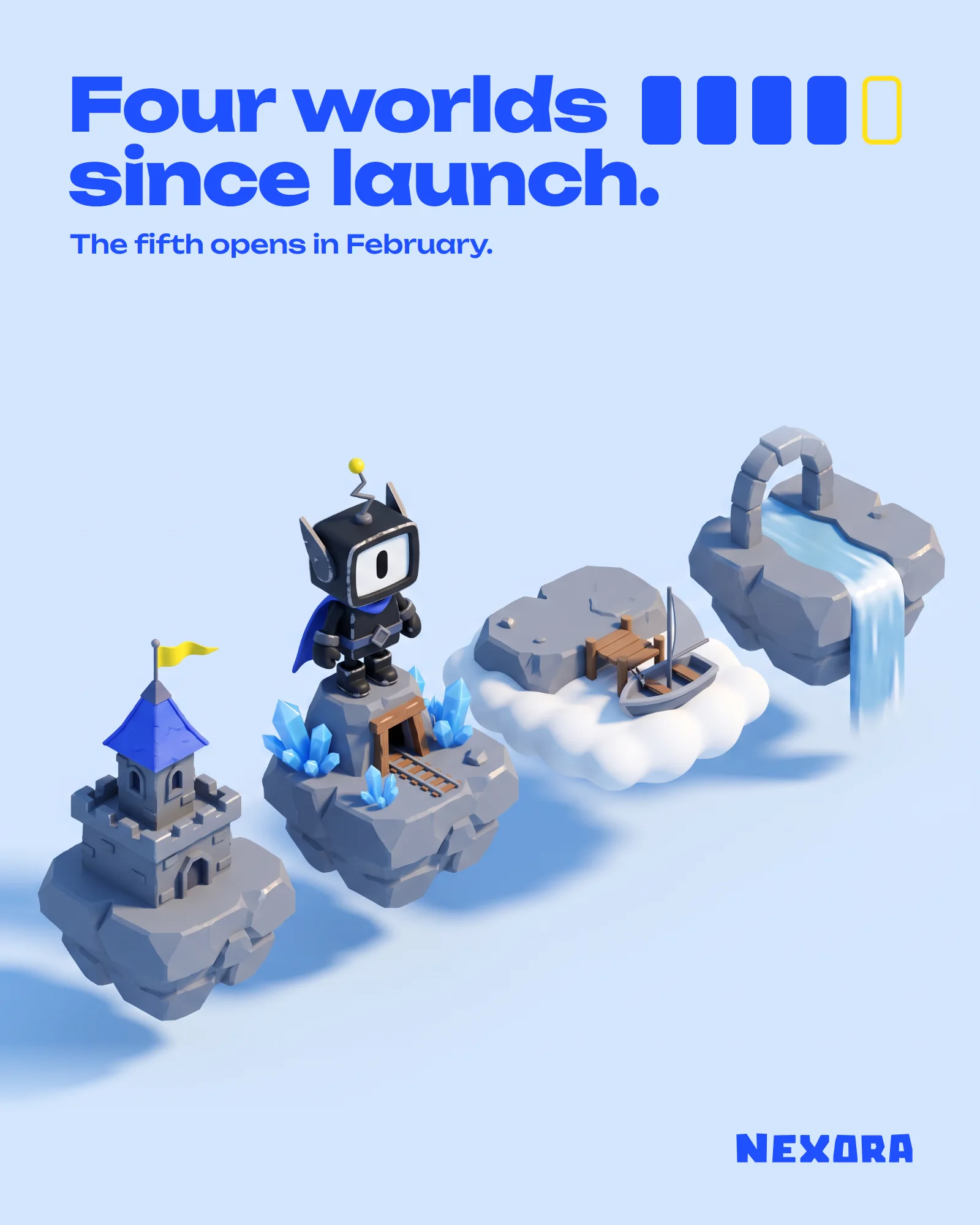 Poster: four worlds since launch, the fifth opens in February