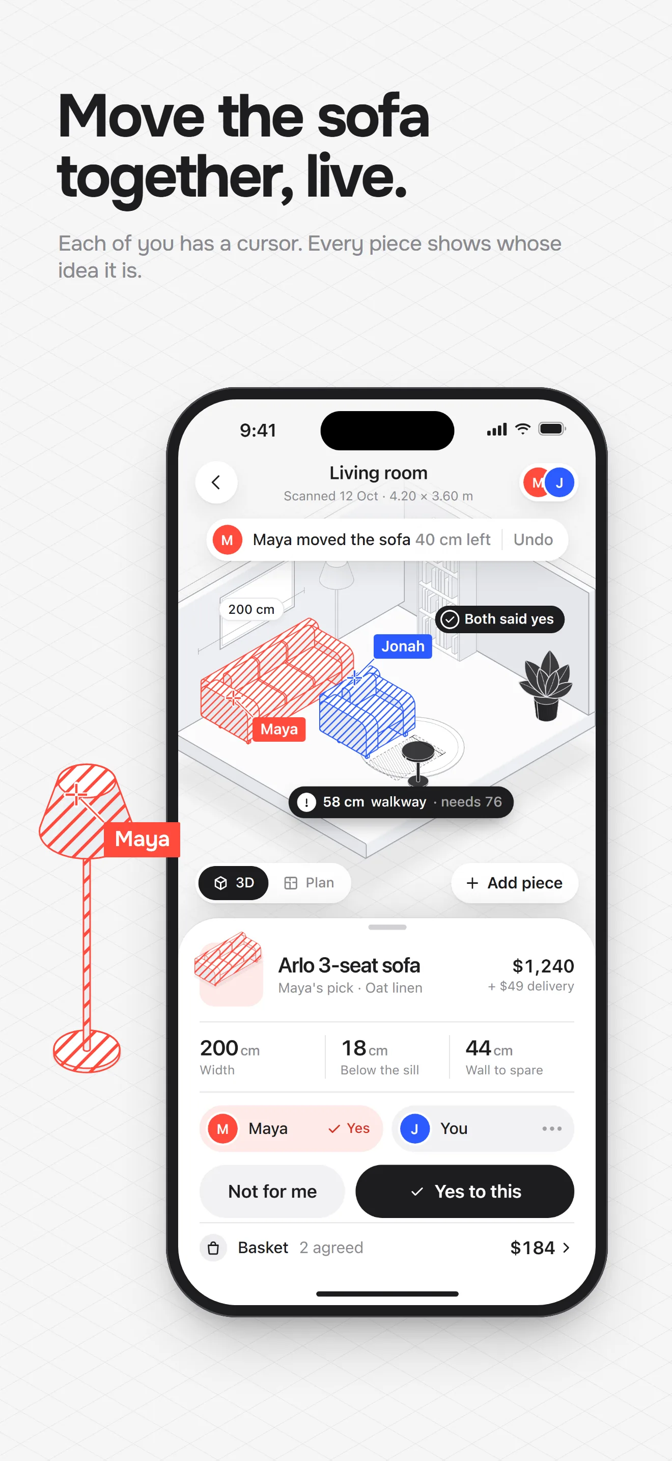 App Store frame: Move the sofa together, live