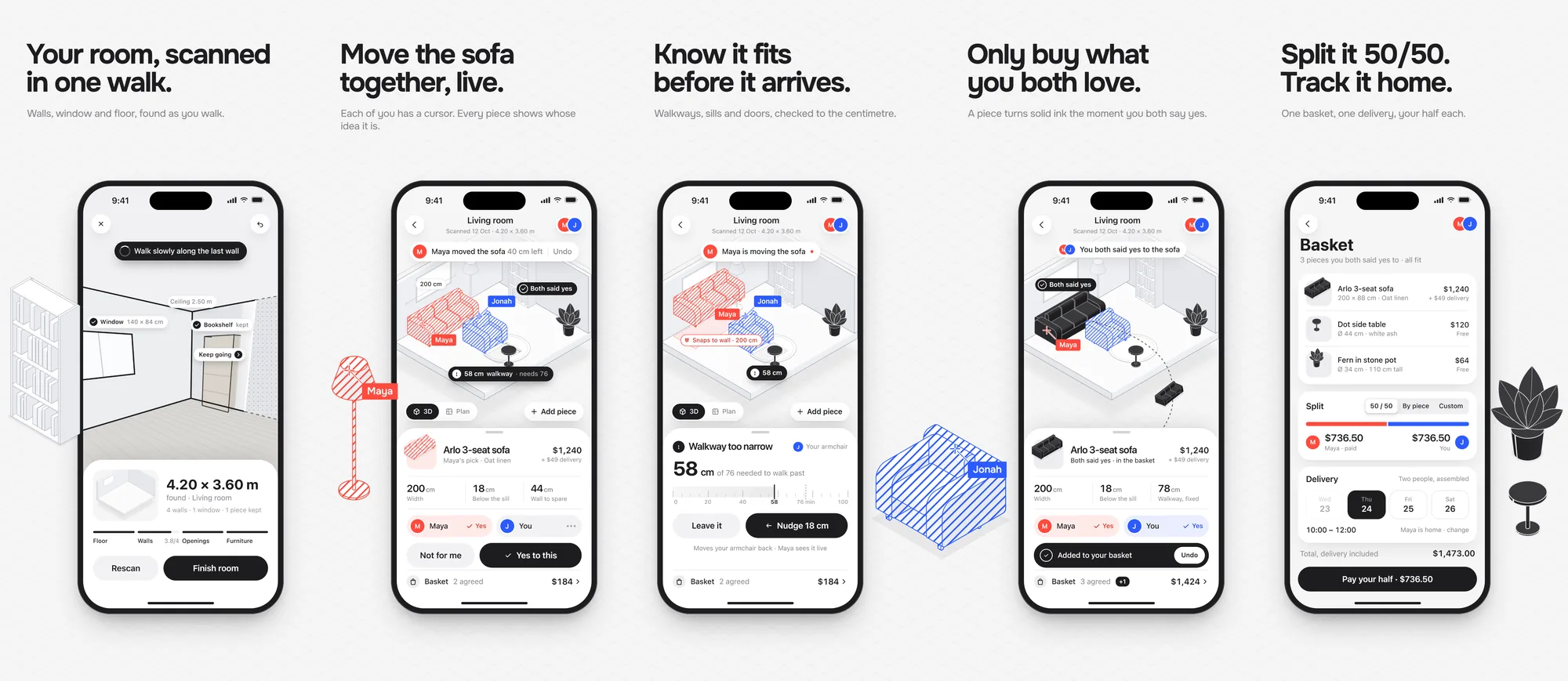 The five App Store frames side by side, read as one strip