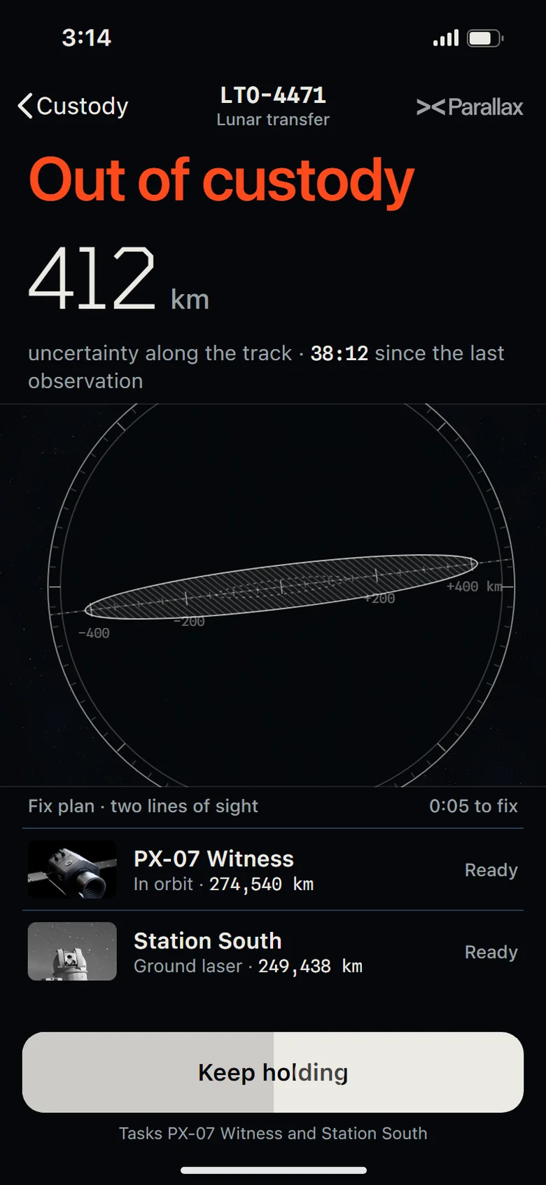 The phone app: out of custody, the fix plan with two sensors and Keep holding