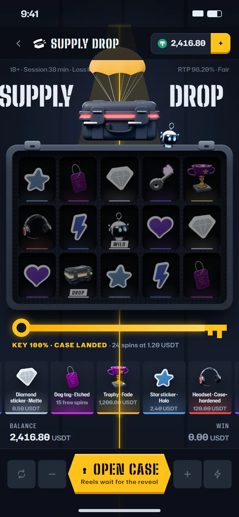 Supply Drop on a phone with the key full and Open case