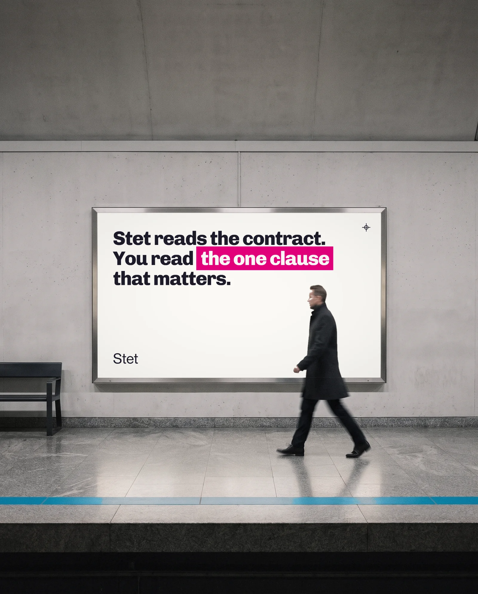A Stet poster in a metro lightbox