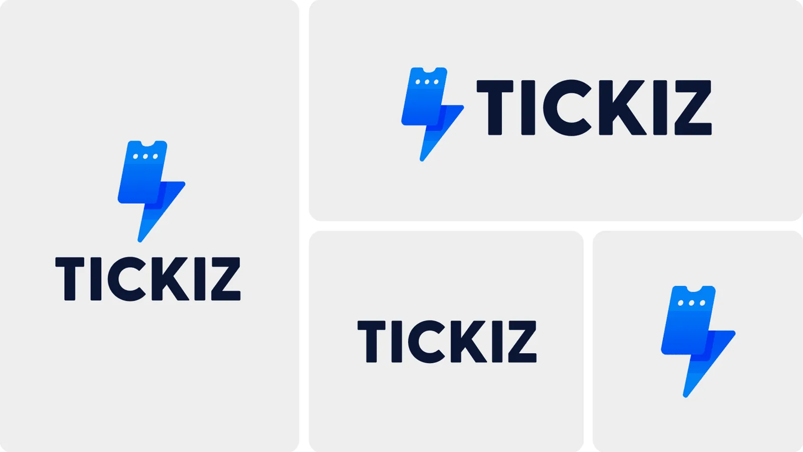 The TICKIZ logo lockups: stacked, horizontal and symbol